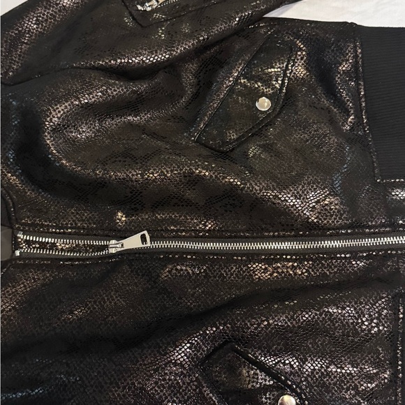 fab'rik Shimmering Black Bomber Jacket - Picture 4 of 8